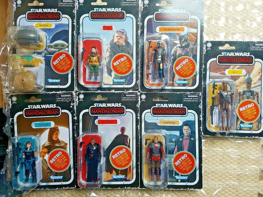 Star Wars The Retro Collection All 7 The Mandalorian MOC Cara Dune Din Jarin